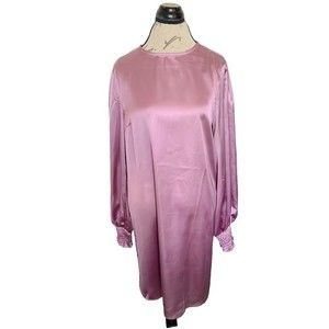 Skylar Rose Womens Dress Shift Purple Metallic Size XL Puff Scrunch Sleeves NWT
